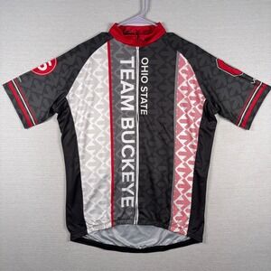 Vomax Ohio State Team Buckeye Cycling Jersey Mens XL Full Zip Polyester